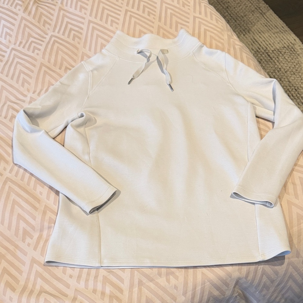 SPANX Cloud Soft Bluish-White Long-Sleeve Mock Neck
